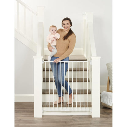 Regalo Extra Tall Easy Swing Stairway Baby Gate front view installed in hallway