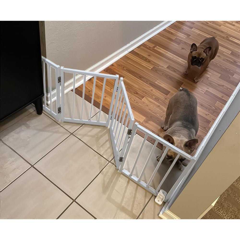 HFYZZ BFNN free standing dog gate white front view in doorway