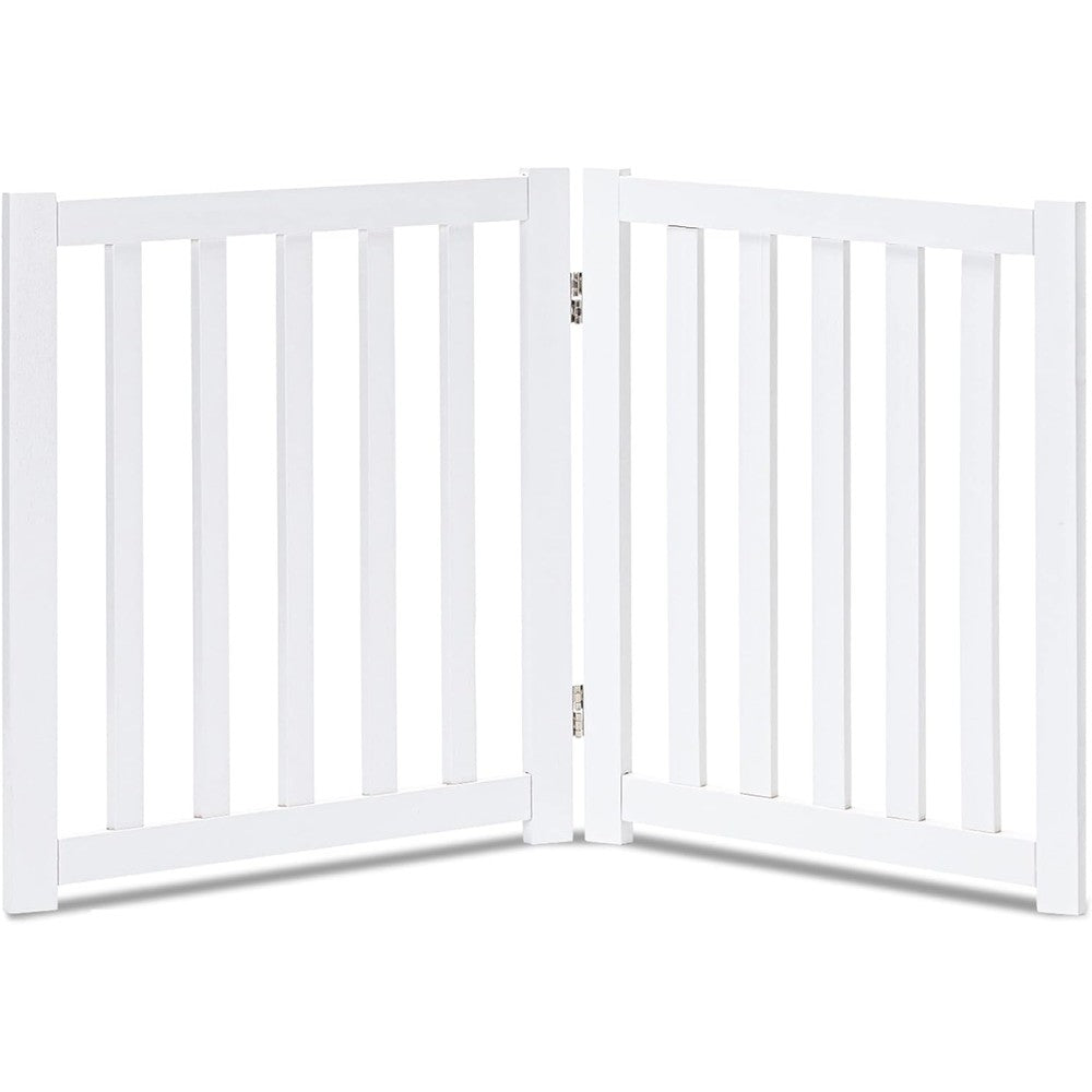 LZRS wooden freestanding dog gate front view white pet safety barrier for indoor doorways