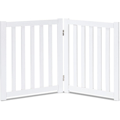 LZRS wooden freestanding dog gate front view white pet safety barrier for indoor doorways