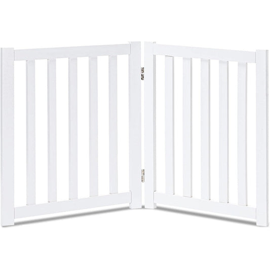 LZRS wooden freestanding dog gate front view white pet safety barrier for indoor doorways