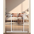 Keny baby gate for stairs front view white metal safety barrier in doorway