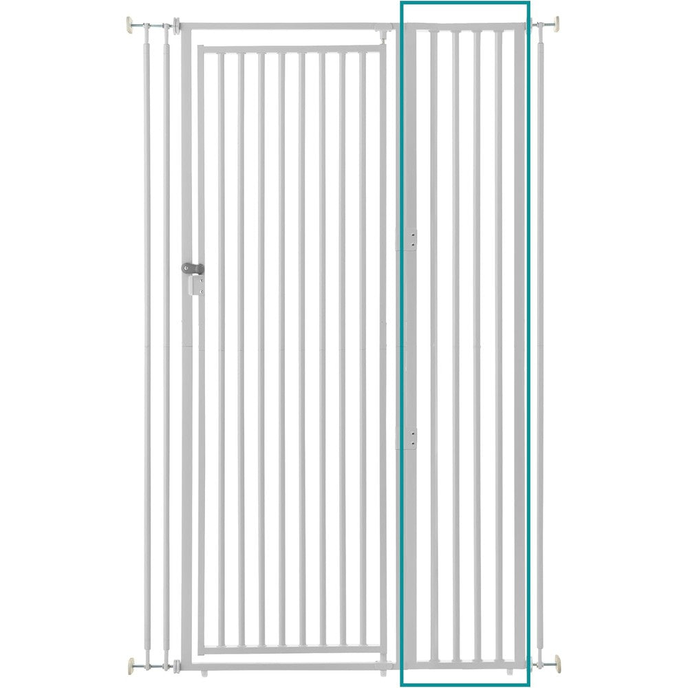 Richell Cat Safety Gate Width Extension front view showing white steel vertical bars for pet barrier expansion.