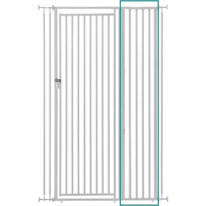 Richell Cat Safety Gate Width Extension front view showing white steel vertical bars for pet barrier expansion.