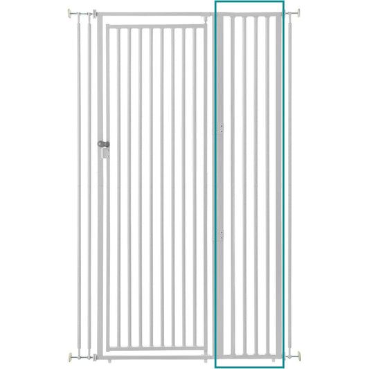 Richell Cat Safety Gate Width Extension front view showing white steel vertical bars for pet barrier expansion.