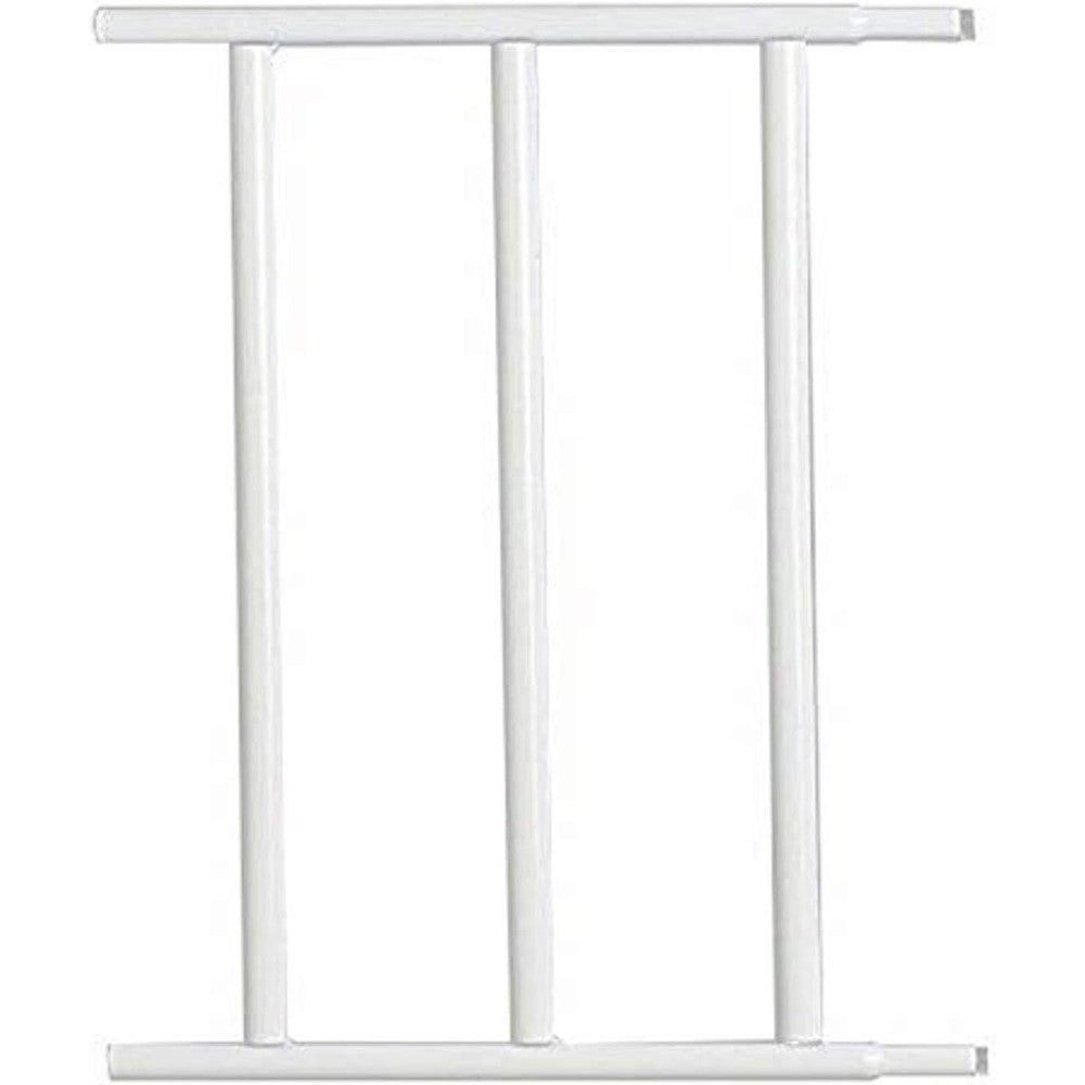 Carlson Pet Products Extension Kit for Mini Pet Gate front view showing the 6 inch white steel bar framework.