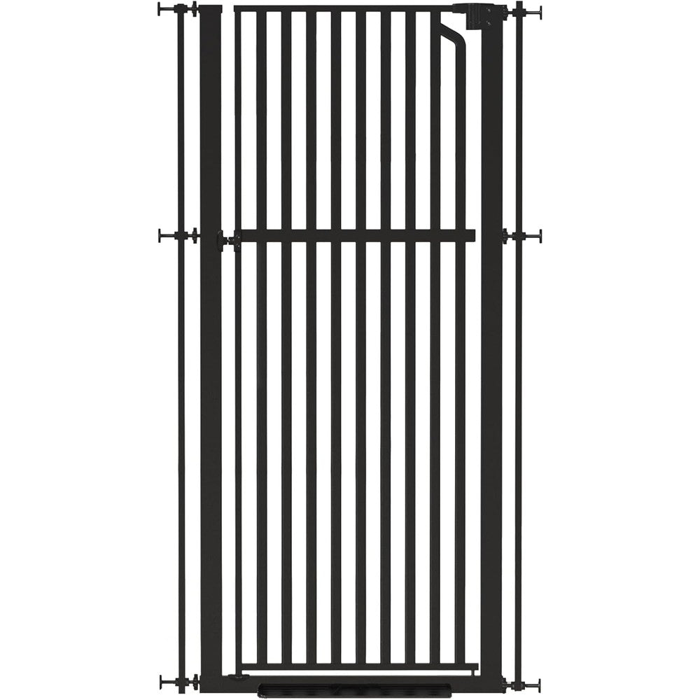 Senneny 63 inch extra tall cat gate front view installed in a doorway.
