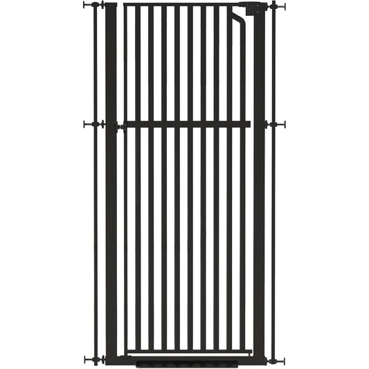 Senneny 63 inch extra tall cat gate front view installed in a doorway.
