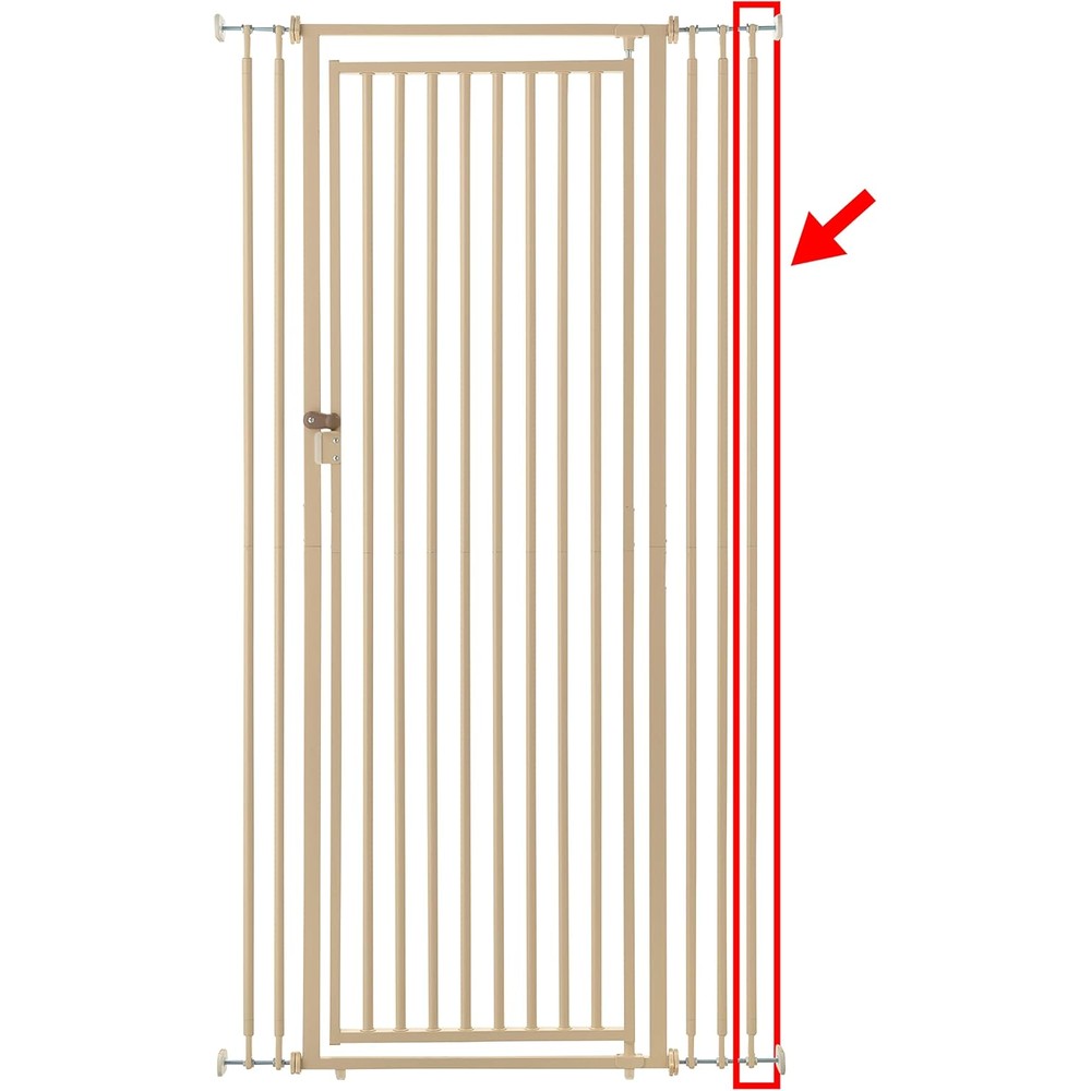 Richell USA Cat Safety Gate Extension in beige front view showcasing durable steel bar design for indoor pet protection.