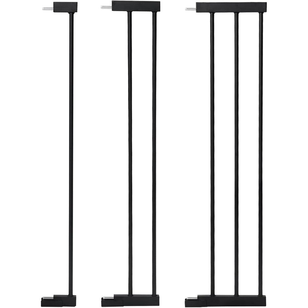 COMOMY extra tall pressure mounted pet gate width extension front view in black steel