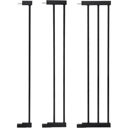 COMOMY extra tall pressure mounted pet gate width extension front view in black steel
