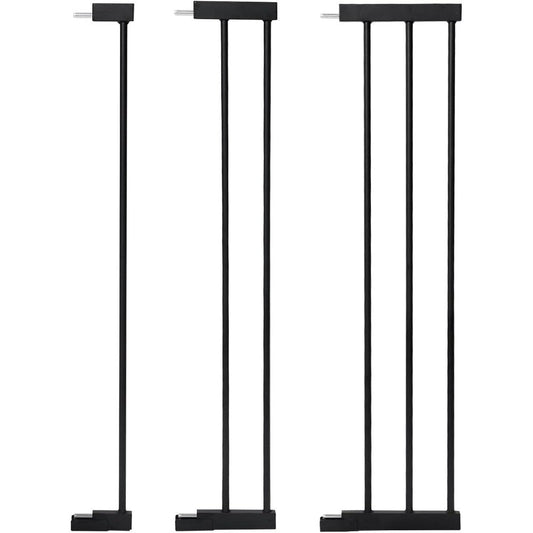 COMOMY extra tall pressure mounted pet gate width extension front view in black steel