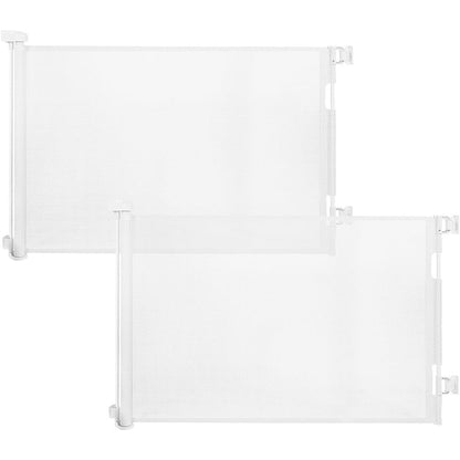 Veraste 2 Pack Retractable Baby Gate front view installed in a wide white doorway.