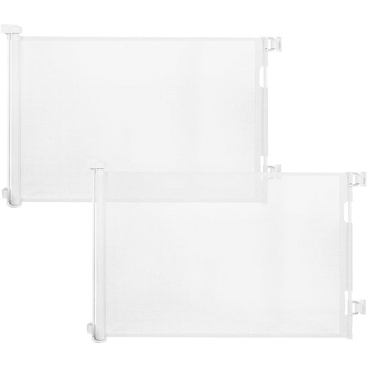 Veraste 2 Pack Retractable Baby Gate front view installed in a wide white doorway.