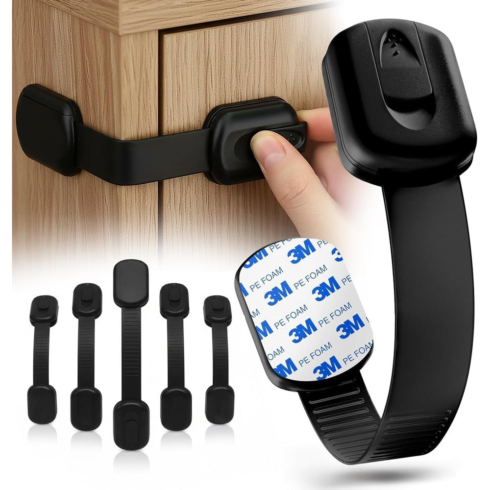Safenest child proof cabinet locks 5 pack black front view