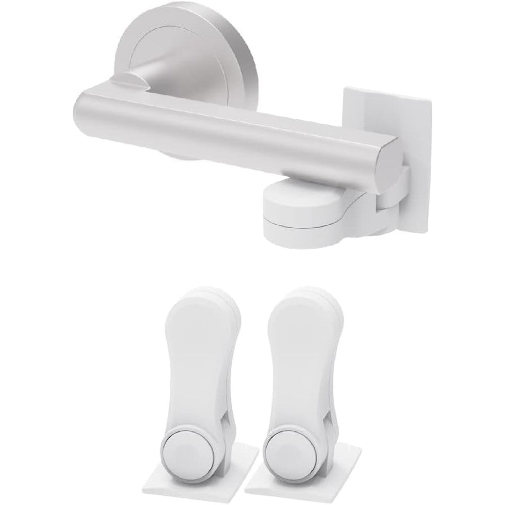 Inaya Child Proof Door Lever Lock, Baby Proofing Door Handle Lock, Minimalist Design, 3M Adhesive And No Drilling Needed, 2 Pack - Image 1