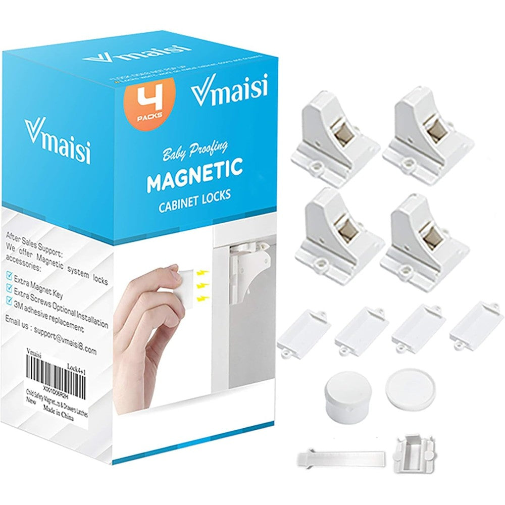 Vmaisi magnetic cabinet locks 4 pack front view
