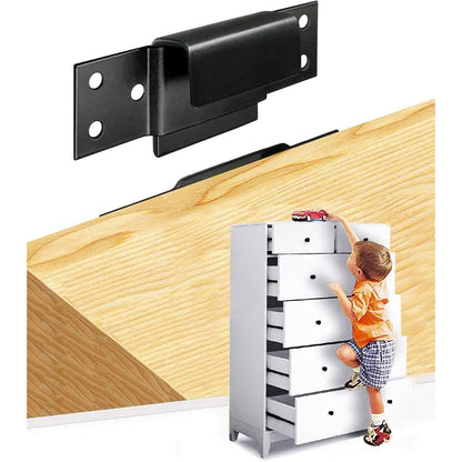 Montane furniture wall anchors front view showing premium black metal safety brackets.