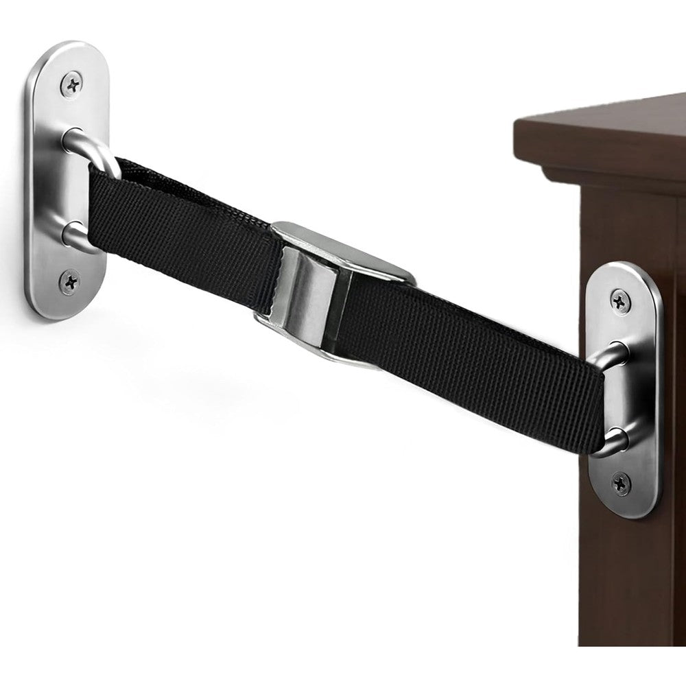 OKETHERMO furniture anchors for baby proofing front view showcasing the heavy duty stainless steel metal brackets and cables