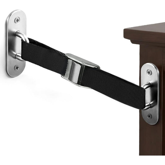 OKETHERMO furniture anchors for baby proofing front view showcasing the heavy duty stainless steel metal brackets and cables