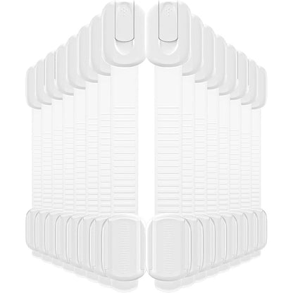 Roocickee 16 pack cabinet locks baby proofing front view showing adjustable strap and white plastic safety latch