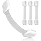 Matenf child proof cabinet locks four pack front view showing white safety latches for baby proofing