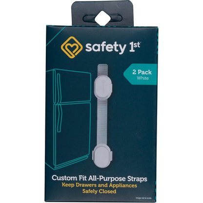 Safety 1st Custom Fit All Purpose Strap two pack front view packaging for childproofing appliances.
