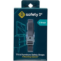 Safety 1st TV and Furniture Safety Straps front view pack showing two black anti tip nylon straps.