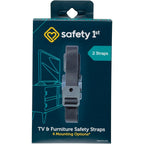 Safety 1st TV and Furniture Safety Straps front view pack showing two black anti tip nylon straps.