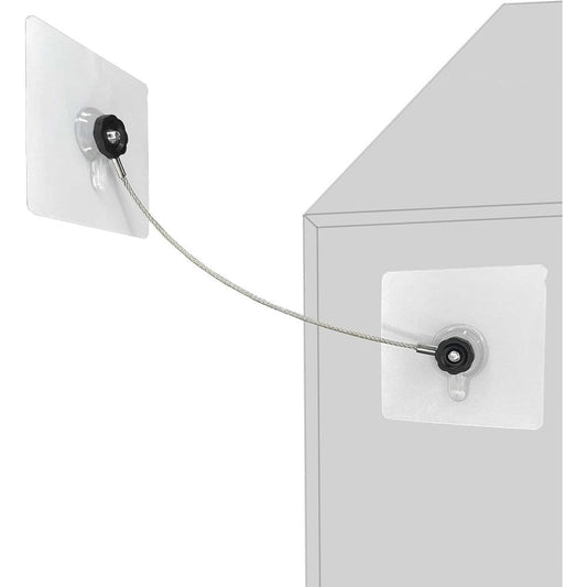 Omypuehen stainless steel furniture straps baby proofing kit front view showing six silver metal cables