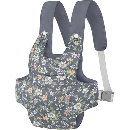 Gagaku baby doll carrier in gray leaf pattern front view