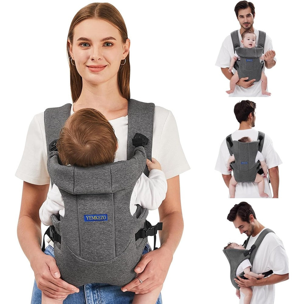 Yemkezo ergonomic baby carrier in grey front view