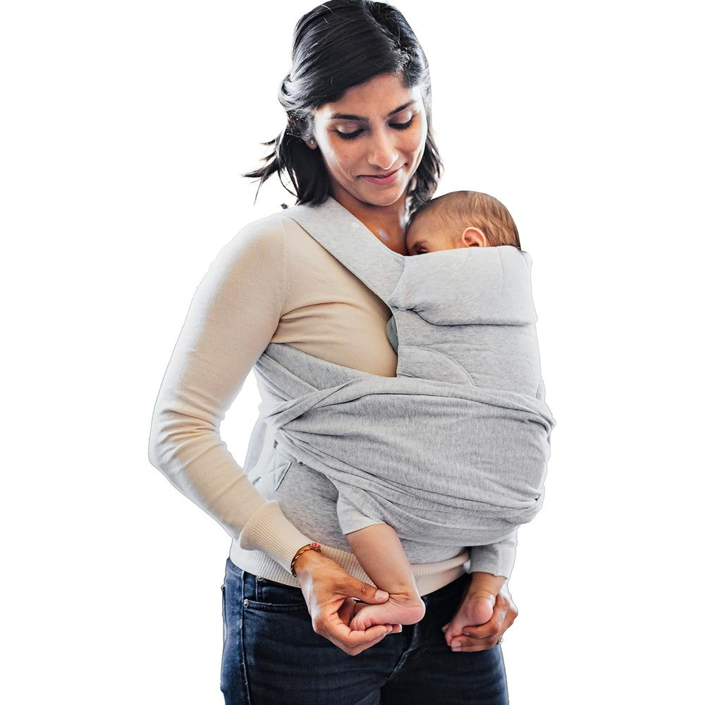 Boppy ComfyGrow Baby Carrier in Dove Gray front view for infants