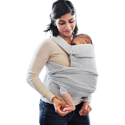 Boppy ComfyGrow Baby Carrier in Dove Gray front view for infants