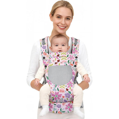 YooxArmor ergonomic baby carrier front view in floral pattern