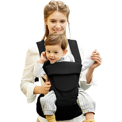 Laifarkost 12-in-1 ergonomic baby carrier in black front view