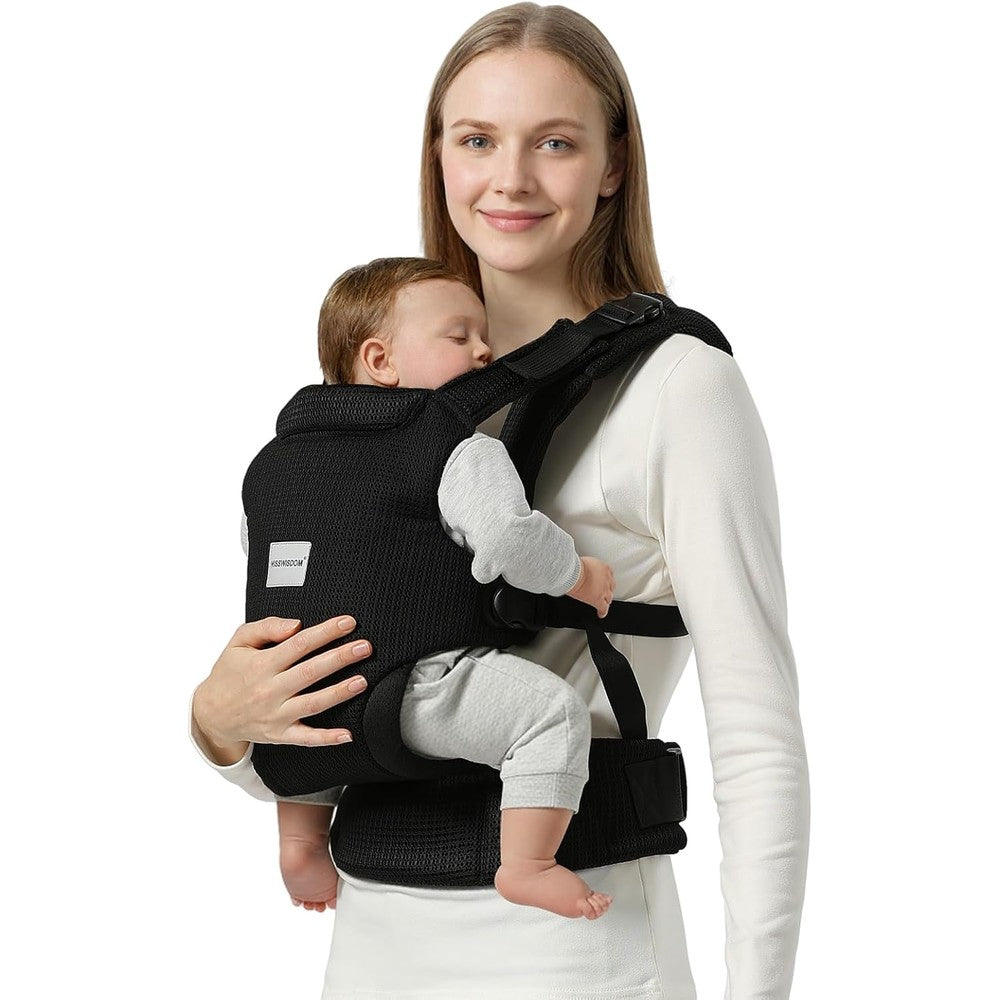 Misswisdom baby carrier front view in black