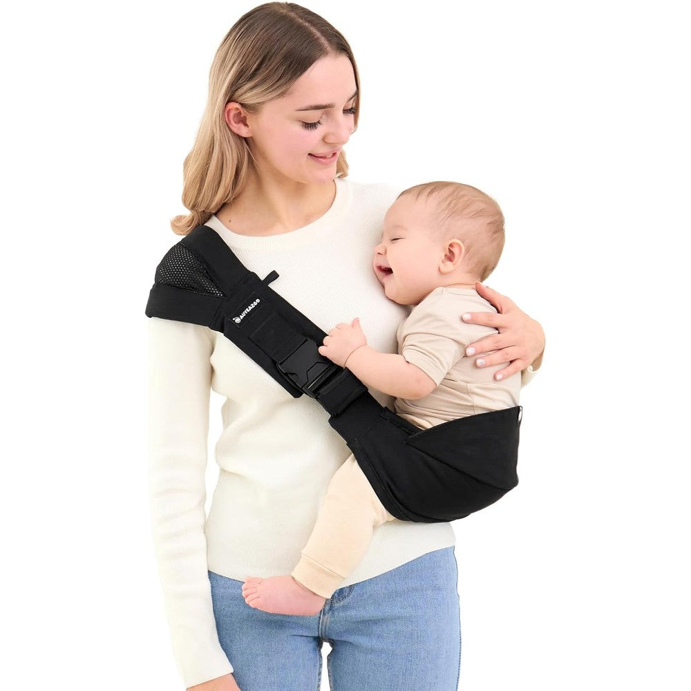 Auyeazgo toddler sling carrier front view in pure black