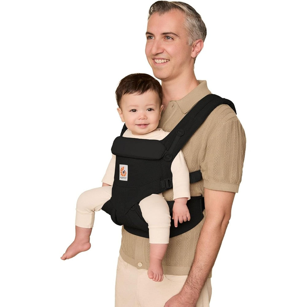 Ergobaby Omni Classic Baby Carrier front view in Pure Black premium cotton