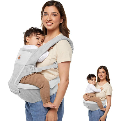 Ergobaby Alta 2-in-1 hip seat and carrier front view in Pearl Grey