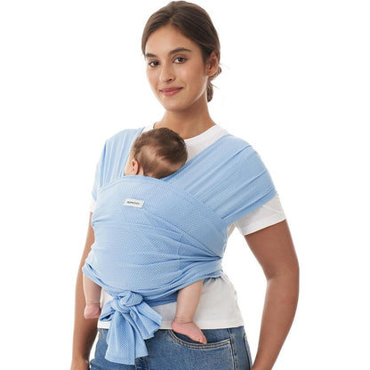 Momcozy Baby Carrier AirMesh light blue front view