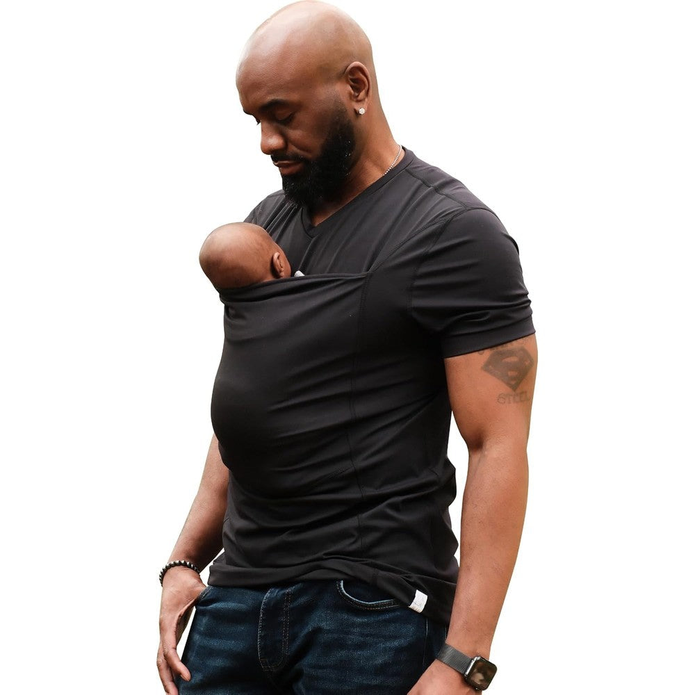 Lalabu The Dad Shirt hands-free baby carrier front view black