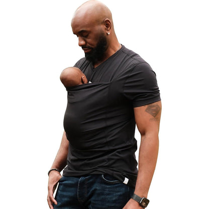 Lalabu The Dad Shirt hands-free baby carrier front view black