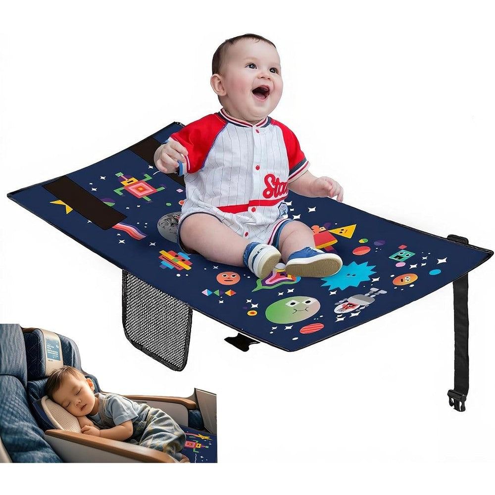 Zalhyrox toddler airplane bed front view installed on a plane seat