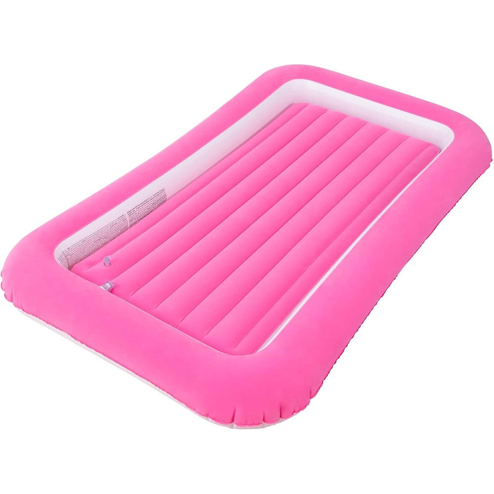 RAPTAVIS kids air mattress inflatable toddler travel bed front view showing pink safety frame