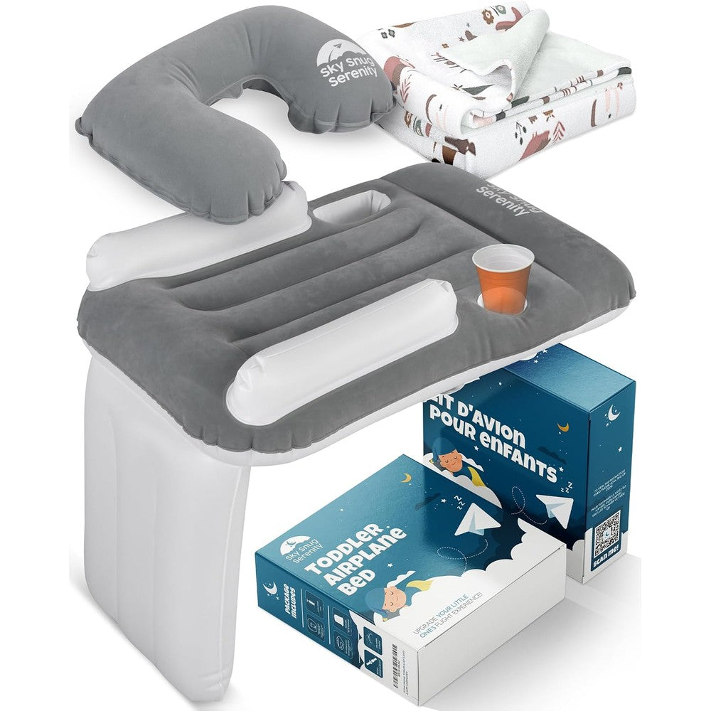 Sittina toddler airplane bed front view inflatable mattress on aircraft seat