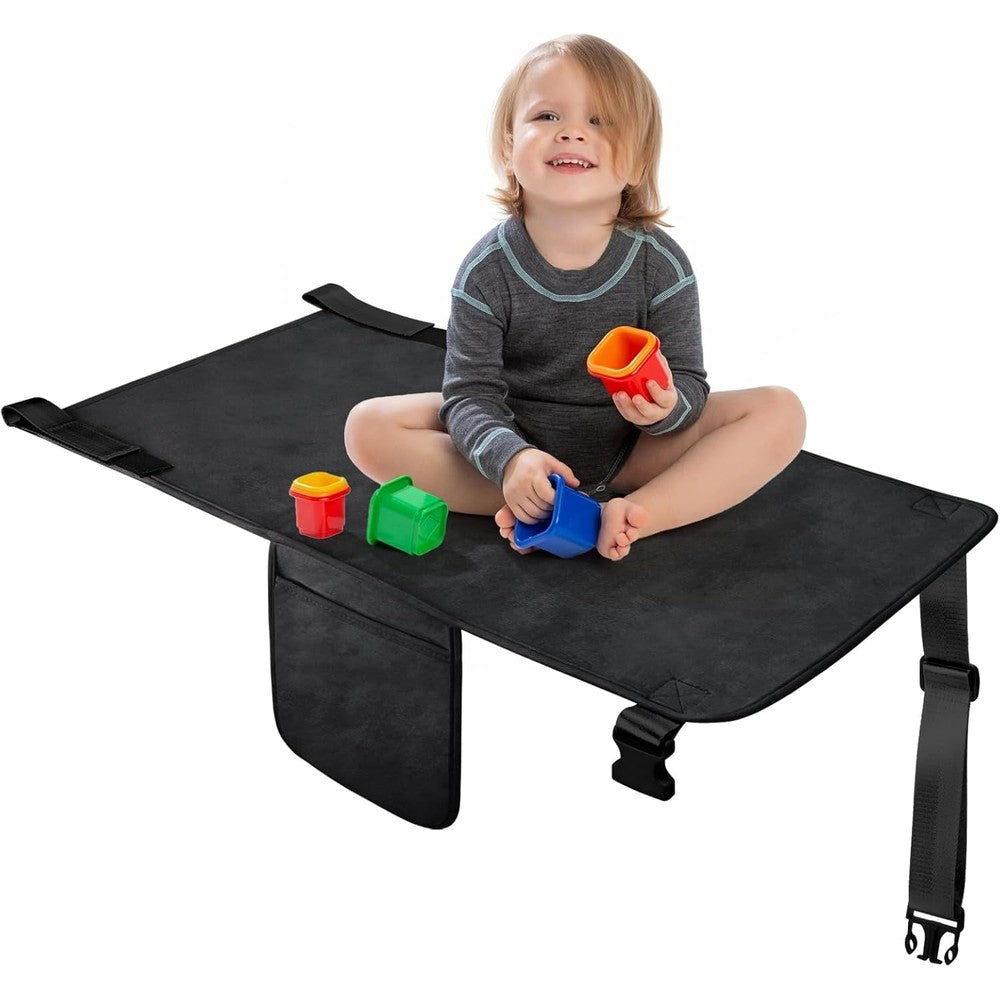 COZYBONDER toddler airplane bed front view installed between aircraft seats