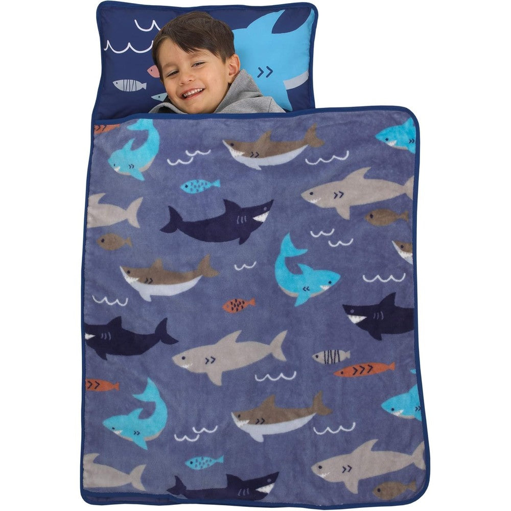 Everything Kids shark toddler nap mat front view