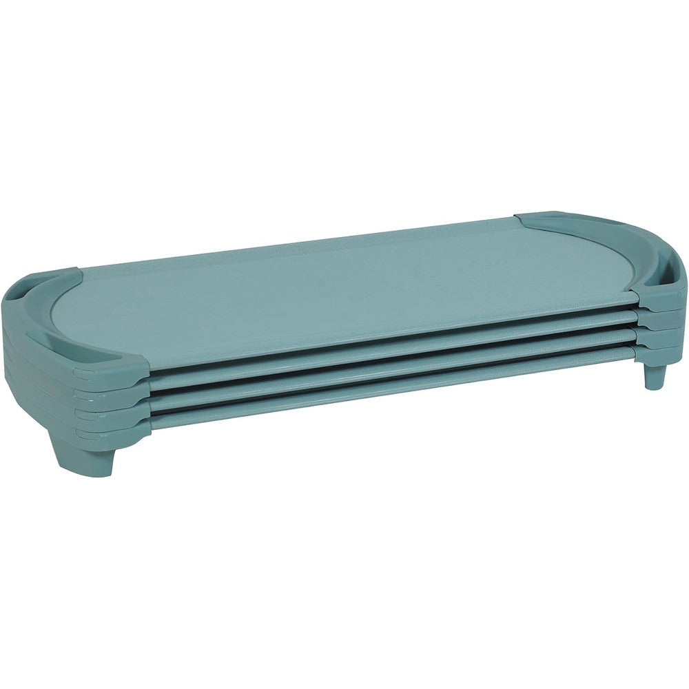 Angeles SpaceLine daycare sleeping cots set of four teal green front view