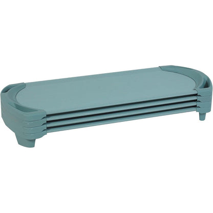 Angeles SpaceLine daycare sleeping cots set of four teal green front view